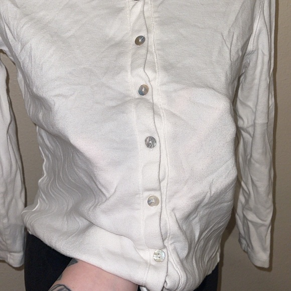 Caribbean Joe white button up cardigan like top - Picture 6 of 8